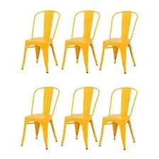 Silla De Comedor Desillas Tolix, Estructura Color Amarillo, 6 Unidades