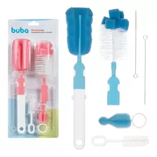 Kit Escova De Lavar Mamadeira E Canudo Com Esponja Buba