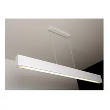 Luminária Pendente 1 Lâmp. Retangular 125cm Alumínio Branco