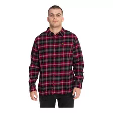 Camisa Manga Larga Hombre Foundation Flannel Rojo Cat