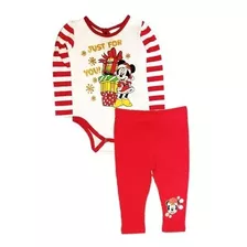 Pañalero Con Leggings Navideño Para Bebe Niña Minnie