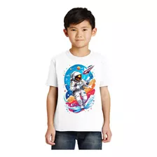 Camisa Camiseta Infantil Astronauto Lua Espaço Criança A