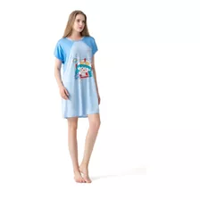 Pijama Camisa Larga Con Manga Corta Estampada. Mujer. 8511-9
