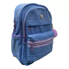 Mochila Feminina Notebook Kika Com Chaveiro Kk24m25 Cor Azul-roxo