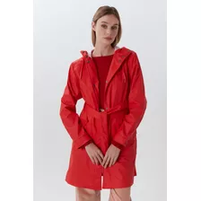 Impermeable Engomado Con Capucha Rojo Mujer Desiderata