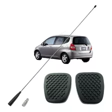 Kit Haste Antena 42cm + Capas Pedal Honda Fit Até 2008