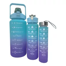 Kit Termo Botella Agua Motivacionales 3 En 1 Cooler Gym 