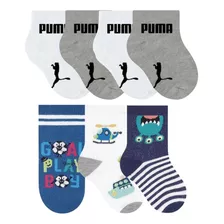 4 Pares Meia Cano Curto Bebê Puma + 3 Pares Meia Selene