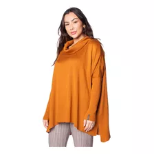 Blusa Biamar Oversized Mullet Com Gola Boba Caramelo