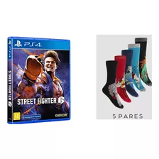 Game Street Fighter 6 Ps4 + Kit Meia Masculina Cano Longo