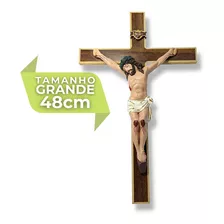 Cruz De Madeira Parede Com Imagem Lindo 48cm