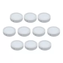 Pack X10 Foco Led 18w Luz Neutra 4000k Sobrepuesto Redondo 