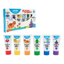  Tempera Escolar Lavable Pintura Para Dedos Niños 6 Colores