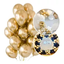 Balão Bexiga Metalizado Cromado 50 Unidades - N°9 - Dourado 