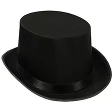 Sombrero De Copa De Satén Negro Mago Estilo Masquerade Acce