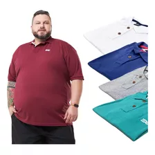 Kit C/ 5 Camisa Polo Masculina Plus Size G1 G2 G3 Oferta