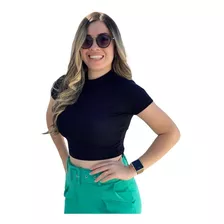 Promoção Blusa Gola Alta Lycra Manga Curta Novidade