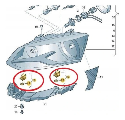 Set 2 Grapa Soporte Faro Original Vw Polo Vento 2013-2021 Foto 6