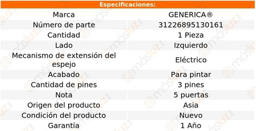 Espejo Izq Elect P/pintar 3 Pines Kangoo Express 12/18 Foto 2