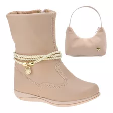 Bota Infantil Menina Preta Bolsa Menina Brinde