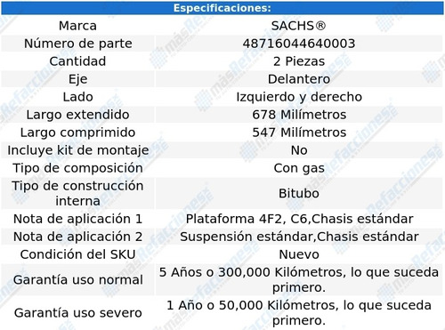 Kit 2 Amortiguadores Del Sachs S6 Awd V10 5.2l 07 Al 11 Foto 2