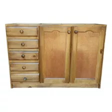 Mueble Bajo Mesada Madera 2 Puertas Pintados Color Marrón Claro