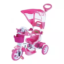 Triciclo Infantil Capota Removível Com Música E Luzes Cor Rosa