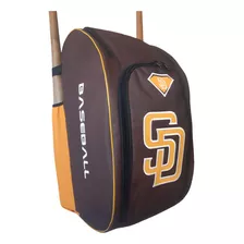 Maleta De Beisbol Tipo Backpack Sd Color Café Con Amarillo 