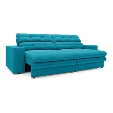 Sofa 3 Lugares Retrátil E Reclinável Pegasus 2,00m Cor Turquesa