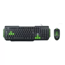 Combo Gamer Mouse Iluminação Led + Teclado Preto E Verde