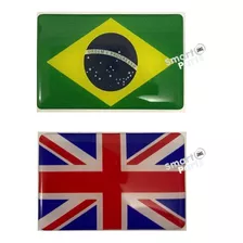 Adesivo Bandeira Brasil E Inglaterra 3d Carro Moto Capacete