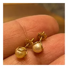 Luli Caravanas Oro 18k Perlas Cultivo 5mm Rosca 3 Aros