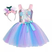 Vestido Tutú De Sirena Para Niña Para Fiesta De Cumpleaños C