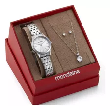 Relógio Mondaine Prata Feminino 32720l0mkne2k1 Kit Semi-joi