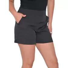 Shorts Feminino Alfaiataria Cintura Alta Social Lançamento 