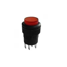 100 X Chave Botão Sem Trava C/ Neon 4t R16-503bd Vermelha