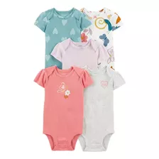 Kit 5 Bodys Menina Carters Baby Manga Curta - Importado