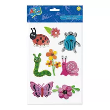 Figura Bichito Y Flor Goma Eva Adhesivos 9 Pcs Art & Craftt