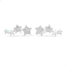 Brinco Prata 925 Estrelas Constelação Feminino C/ 3 Estrelas