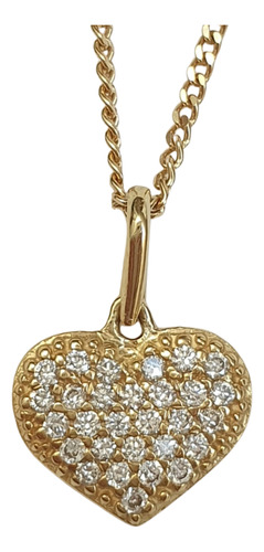 Pingente Pavê Coração De Diamantes De Ouro 18k 750 Amarelo