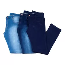 Kit Calça Jeans Masculina Slim Com Lycra Skinny