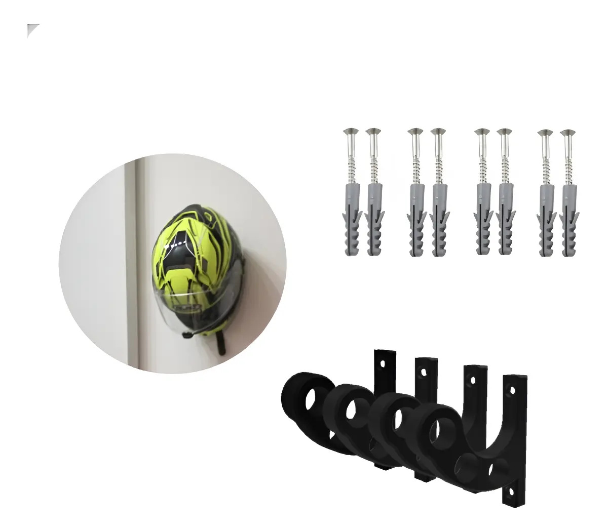 Kit 4 Suporte De Parede Pendurar Capacete Bolsa Acessórios