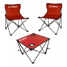 Set Sillas Director Mesa Plegables Playa Pesca Camping 110kg Color Rojo