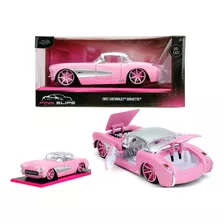 Jada 1:24 1957 Chevy Corvette Pink Slips Color Rosa Chicle