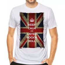 Camiseta Inglaterra Keep Calm Rock'n Roll Camisa Bandeira