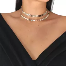 Kit Conjunto Colar Choker Escama De Peixe Coração Tendência