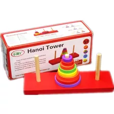 Torre Hanoi 8 Niveles Madera Colorido Puzzle Logica Mental