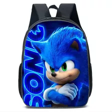 Mochila Infantil Escolar Preescolar Lona Sonic Erizo Acción 