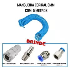 Mangueira De Ar Compressor Espiralada Espiral 8mm Pu 5 Mts