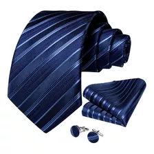 Set Corbata Hombres, Paño Y Colleras. Mar Azul. Envío Gratis